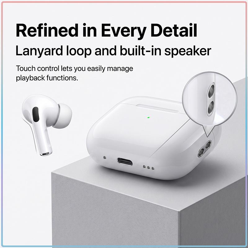AirPods Pro 2 Kabellose Bluetooth-Kopfhörer Präzise Lautsprecheröffnungen Klare Anrufe Touch-Bedienung 30H Akkulaufzeit Ohrhörer für den täglichen Weg