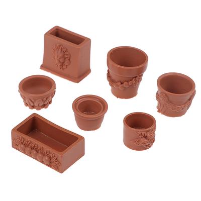 7 unids/set 1:12 Mini resina paisaje maceta casa de muñecas jardín juguetes para niños
