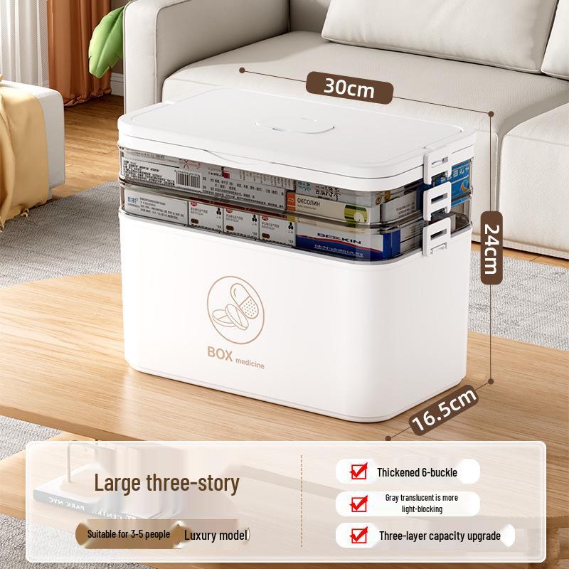 Large Multi-layer Plastic First Aid Kit & Medicine Storage Box for Household Use