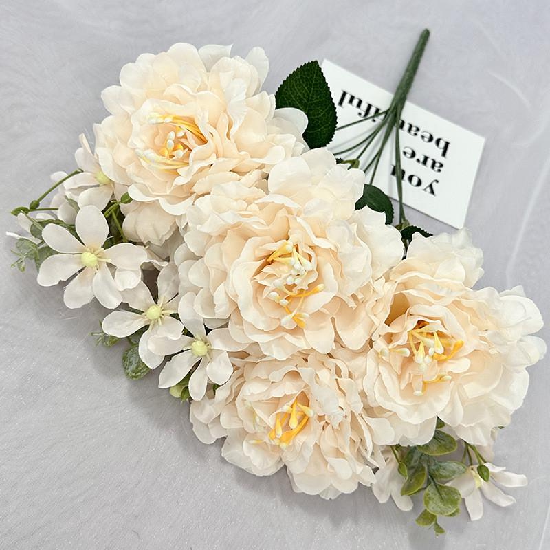 Silk Flower Wedding Handheld Bouquet With Petal Arrangement For Home Decor And Photography Props