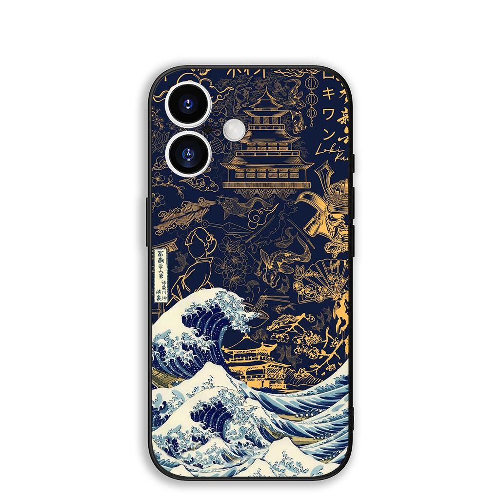 

Cover for Apple iPhone 17 16 Plus 13 12 Pro Max Mini X XR Xs ProMax 16E 15+ 17+ Air Phone Case The Great Wave of Kanagawa iPhone17 Pro