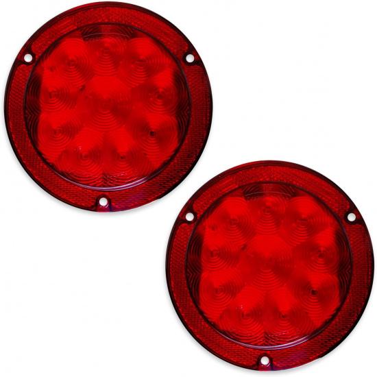 

Dream lighting 5.4 inch Trailer Tail Lights 2PCS LED Waterproof Round Stop Brake Turn Tail Light for RV Truck Van Camper Boat Lorry Dual Red black base, pack 2