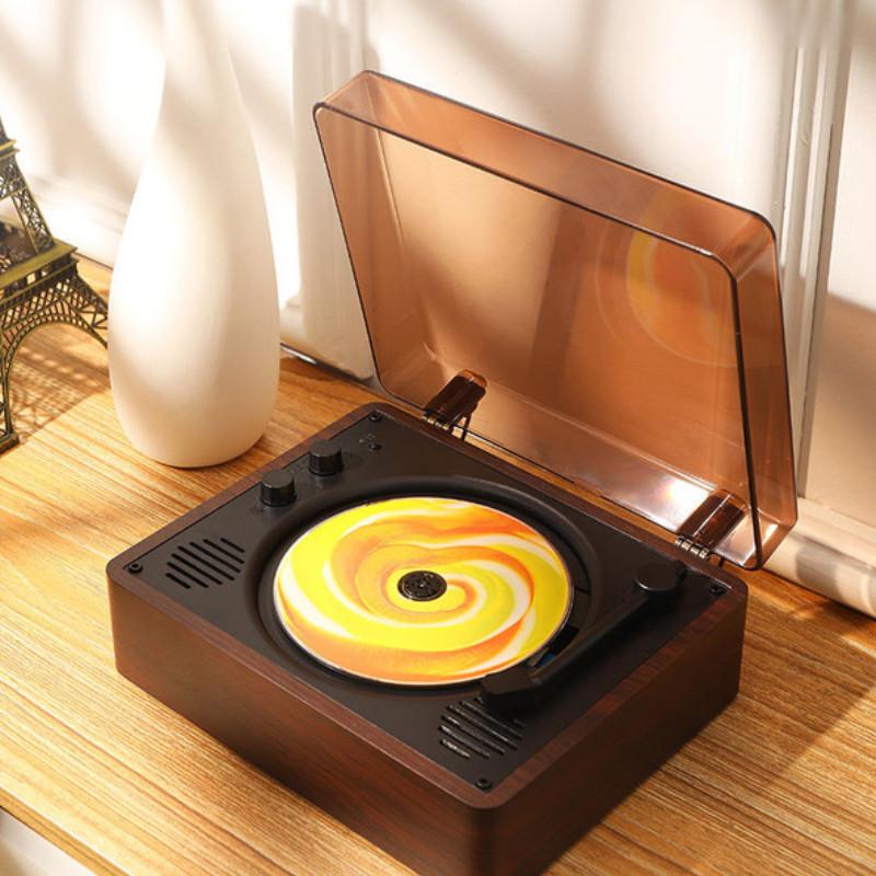 Multifunction CD Album Player Wireless Bluetooth Speaker Small Portable Audio Record Player Camping Sound Bar