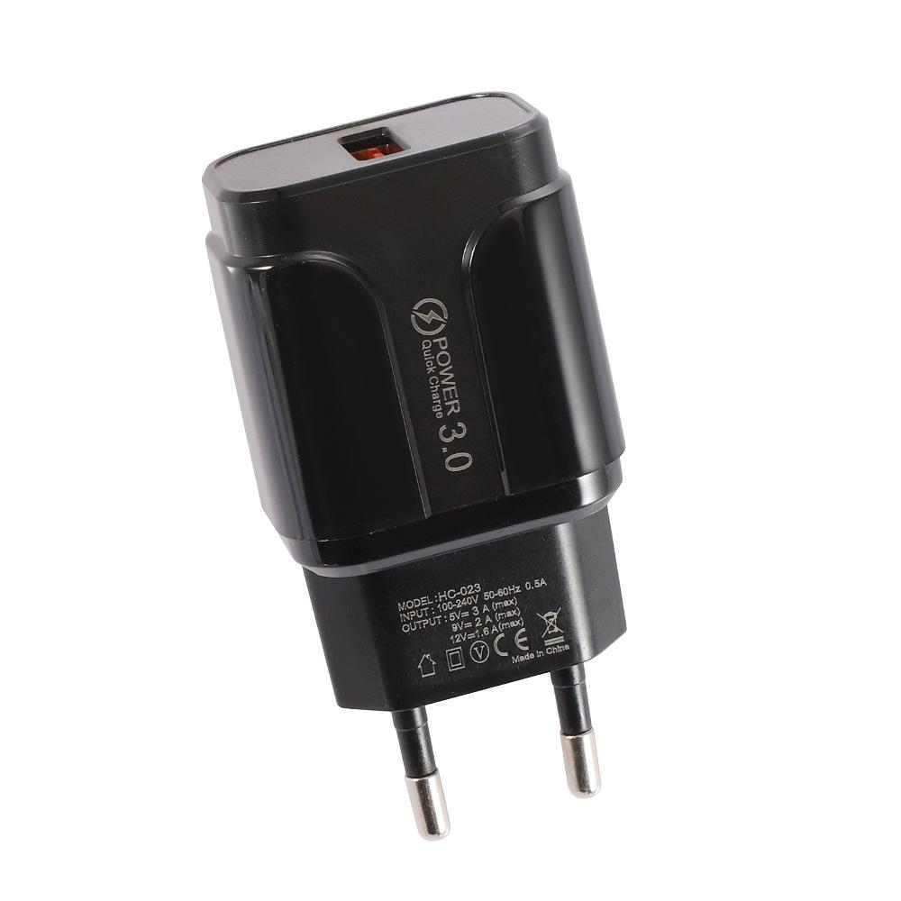 18W QC3.0 Fast Charger Plug with Single USB Port (EU/US Spec)