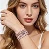 Damen geflochtenes Armband mehrlagig böhmisch Kunstlederseil Seestern Muschel Dekor Sicheres Verschluss Armband Handgelenk Accessoire