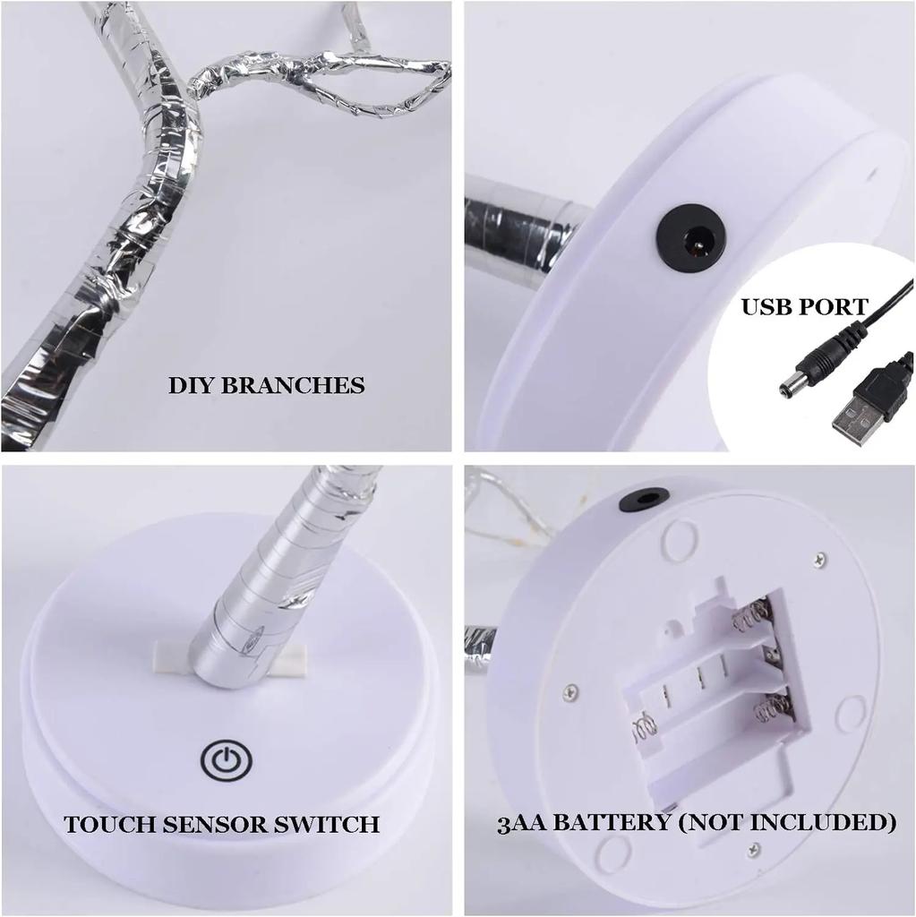 Fairy Tree Light 108Led Twinkle Tree Fairy Light Spirit Silver Tree Lamp Battery/USB Operated Adjustable Branche Home Decoration