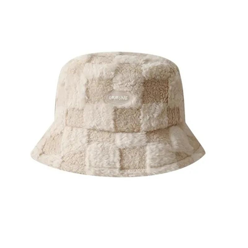 1Pc Women Winter Warm Plush Bucket Hat Casual Thermal Windproof Fleece Fisherman Caps