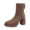 2025 autumn and winter new thick-soled high-heeled thick-heeled round-toed Martin boots children's European and American fashion after zipper women's