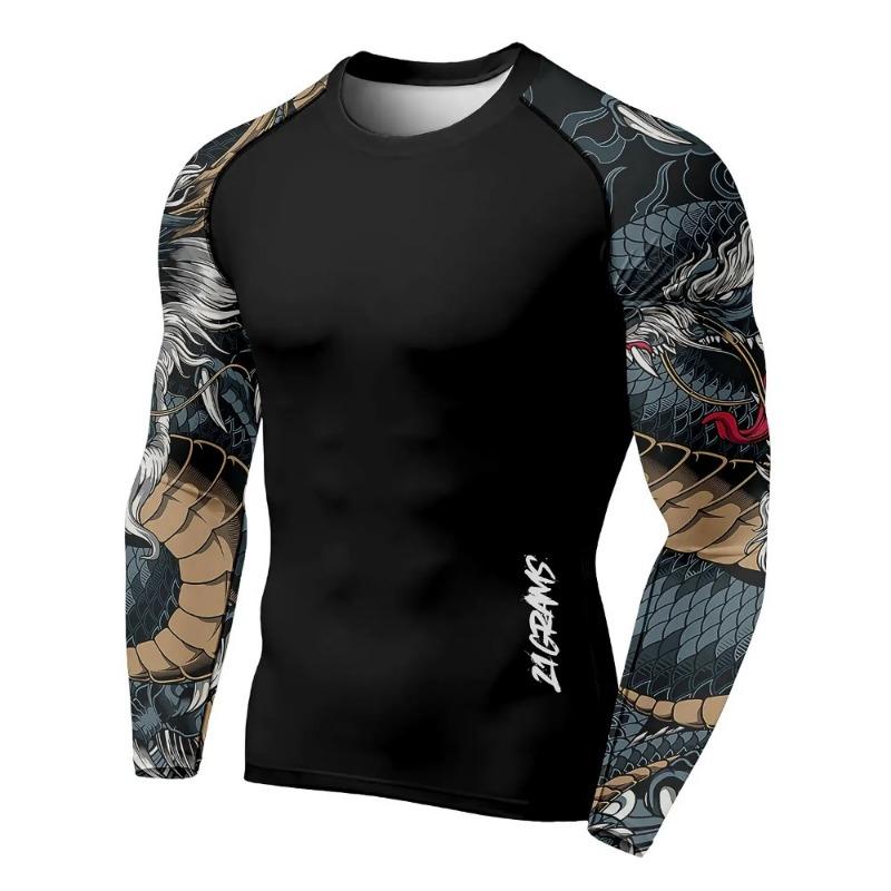 3D Printed Dragon Pattern Sport Breatha Quick-dry Men Long Sleeves T-shirt Outdoor Street Casual Fashion Parent-child Clothing