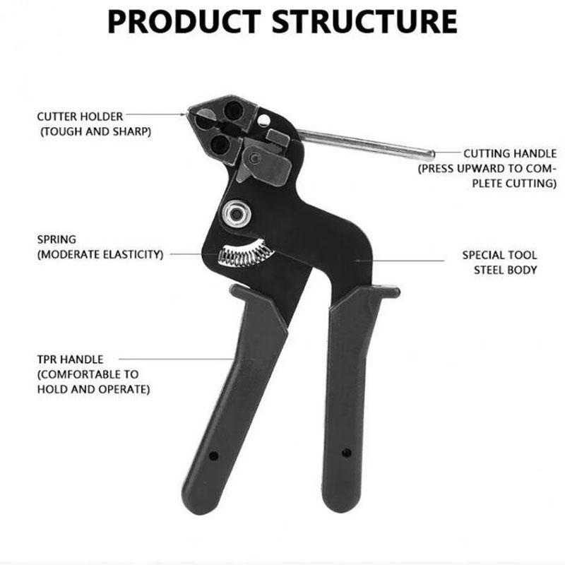 Pinza para Bridas de Plástico Herramienta de Sujeción y Corte Cortador Tensión Pistola Automática de Cremallera Acero Inoxidable 304 Brida de Bloqueo Herramienta de Sujeción Manual