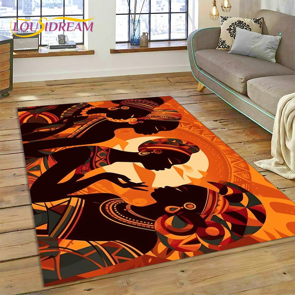Cartoon Africa Ethiopian Custom Painting Art Carpet Rug for Bedroom Living Room Home Sofa Decoration,kids Large Decor Floor Mat