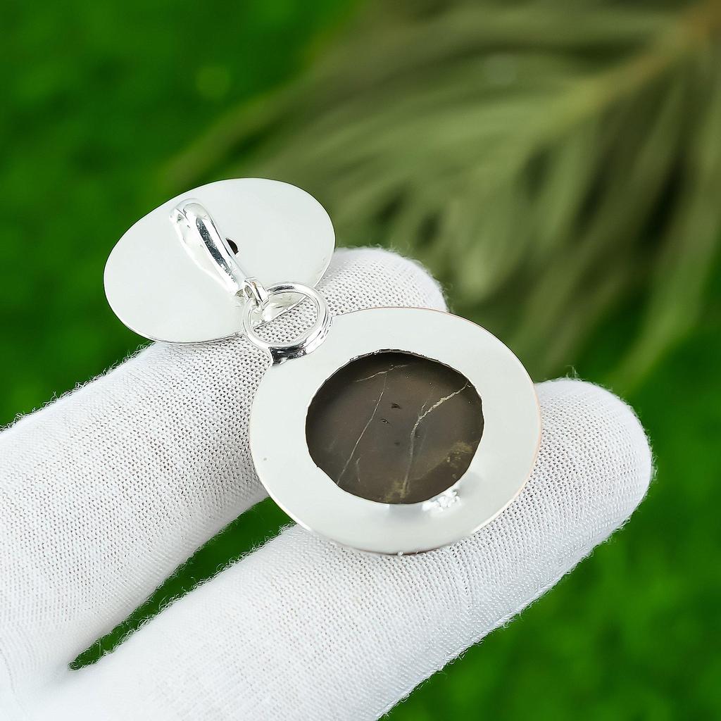 Natural Moroccan Mud Crack Fossil Gemstone 925 Sterling Silver Pendant For Girls