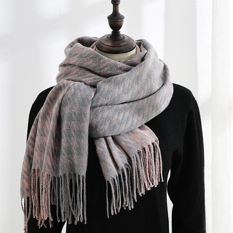 Fashion Plaid Scarf Women's New Autumn and Winter Sweet Imitation Cashmere Scarf Thickened Warm Shawl
