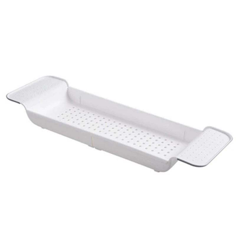 

Multifunctional Retractable Tray for Bathroom, Makeup Accessories Storage, Extendable Shelf for Bathtub, Shower and Kitchen белый