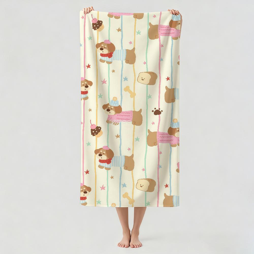 Cartoon cute Dachshund Towel Drying Bath Towel Applicable To Light Swimming Camping Yoga Beach Out
