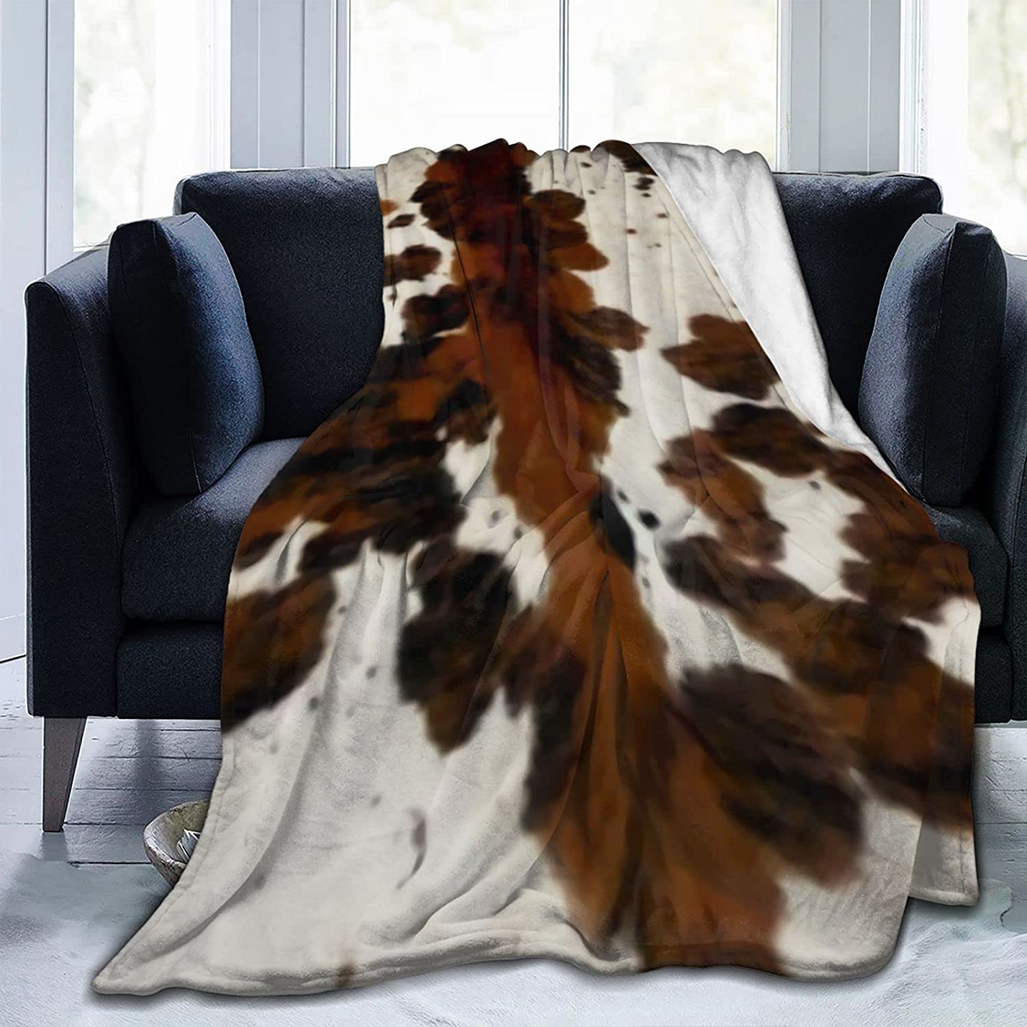

Brown Cow Print Flannel Fleece Blanket Lightweight Super Soft Cozy Throw Blanket for Couch Bed and Living Room 50 x40 100cmx150cm