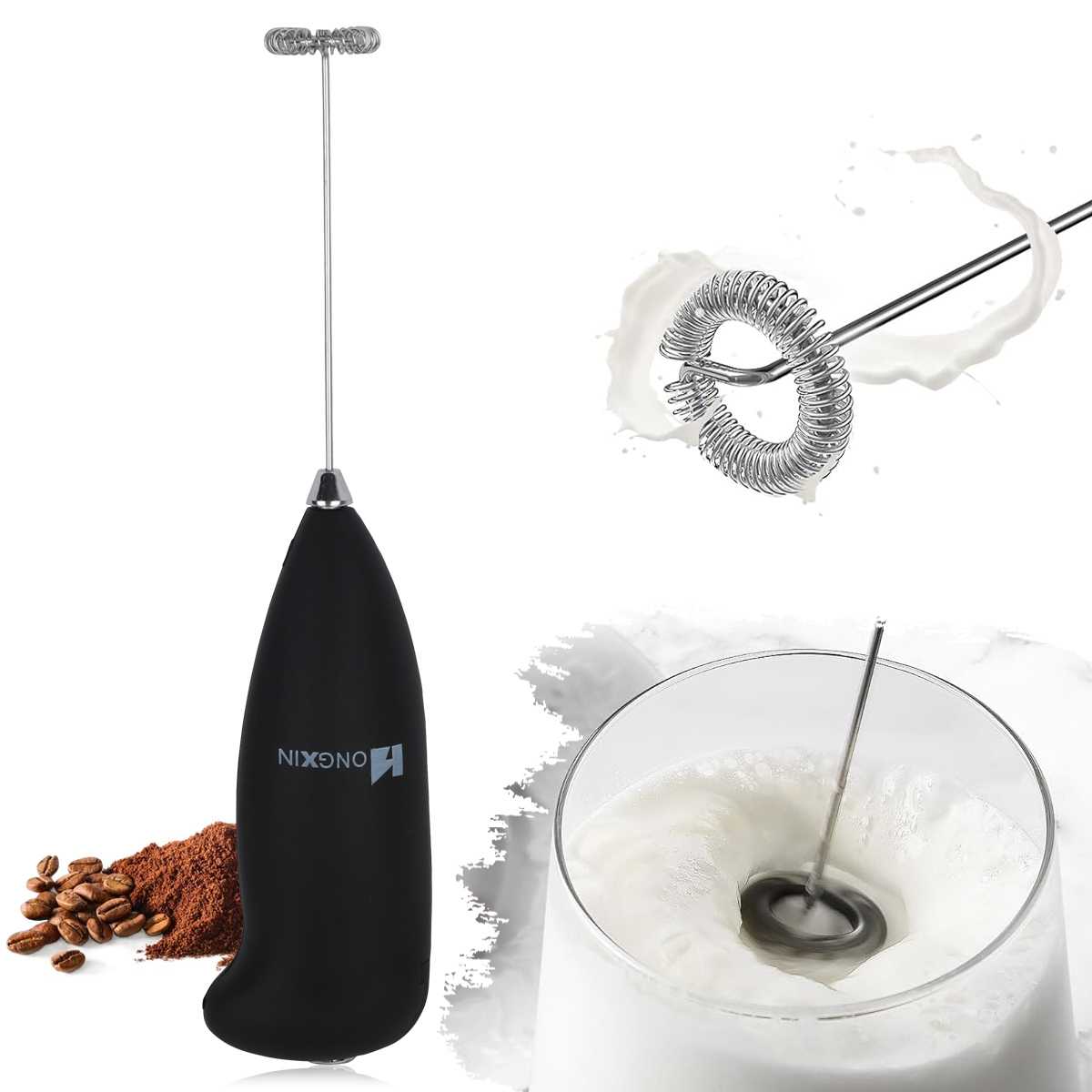 

Multi functional milk frother/coffee mixer - battery powered (excluding two AA batteries) portable electric mixer чёрный