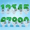 Two-Tone Gradient Soccer Football Number Candles 0-9 Football Style Sweet Birthday Cake Digital Candles Party Cake Decoration