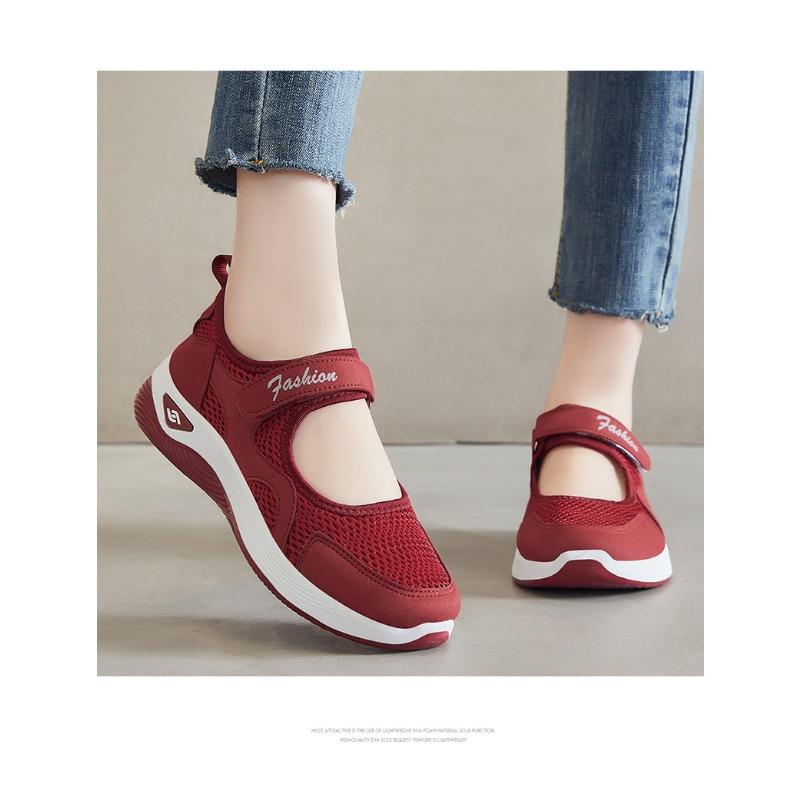 Versatile Middle-aged and Elderly Mother's Shoes, Soft Sole, Non-fatiguing Flat Shoes, Breathable Hook-and-loop Casual Shoes.