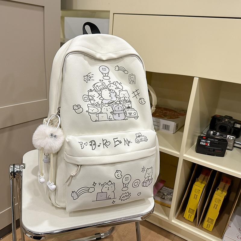 High-value Cartoon Backpack Women's New Casual Large-capacity Backpack Junior High School High School Student Schoolbag