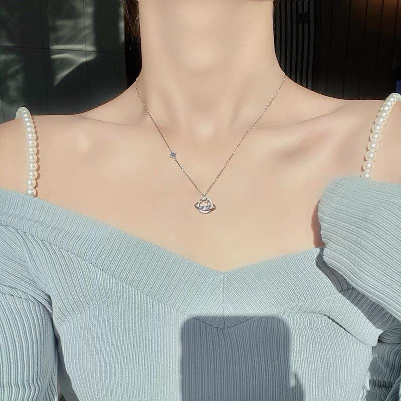 Chao Xiaobai s925 Sterling Silver Starry Sky Necklace for Women - Light Luxury, Niche Design, 2023 New Style