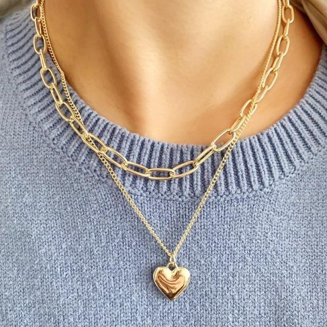 Multi Layer Lover Lock Pendant Choker Necklaces Steampunk Padlock The Chain Necklaces Collier Best Couple Jewelry Present GiftFashion Pendant
