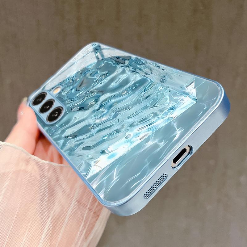 Full-Screen Fresh  Ripple Pattern Glass Phone Case for Galaxy S26 S25 S24 S23 Ultra  S22 Ultra S20 Ultra 56 A72 A73 5G