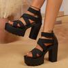 Damen Ultra-Hoher Absatz Plateau Sandalen mit offenen Zehen im Römischen Stil, Sexy Nachtclub Stil Modische Schuhe.