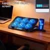 6 Quiet Fan Laptop Cooling Lighting Adjustable Foldable Laptop Cooling Pad LED Light Fan with 2 USB Port Phone Holder
