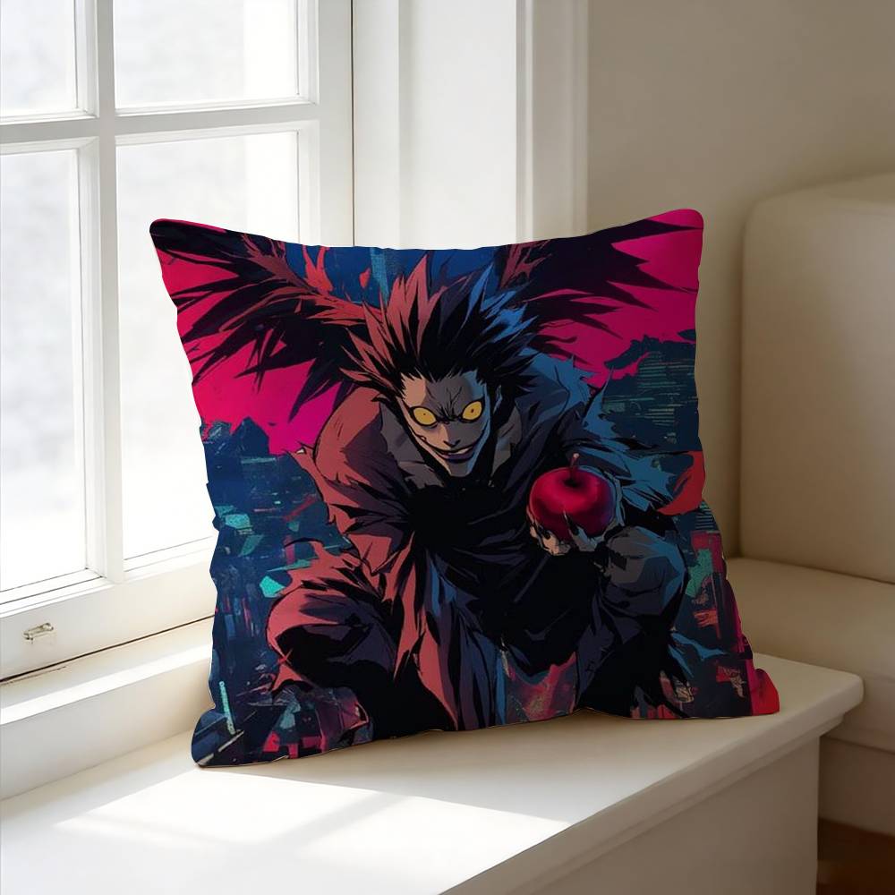 Anime D-Death N-Note R-Ryuk Shinigami Square Double-Sided printed Pillow Case Bedroom Bedside Pillow Sofa Cushion Cover