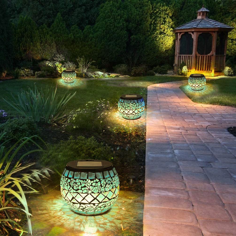 LEDGLE Solar Garden Glass Solar Illumination Mosaic Glass Automatically Turns On at IP44 Perfect for and Other Decorative A Great Light, Light, Lamp,