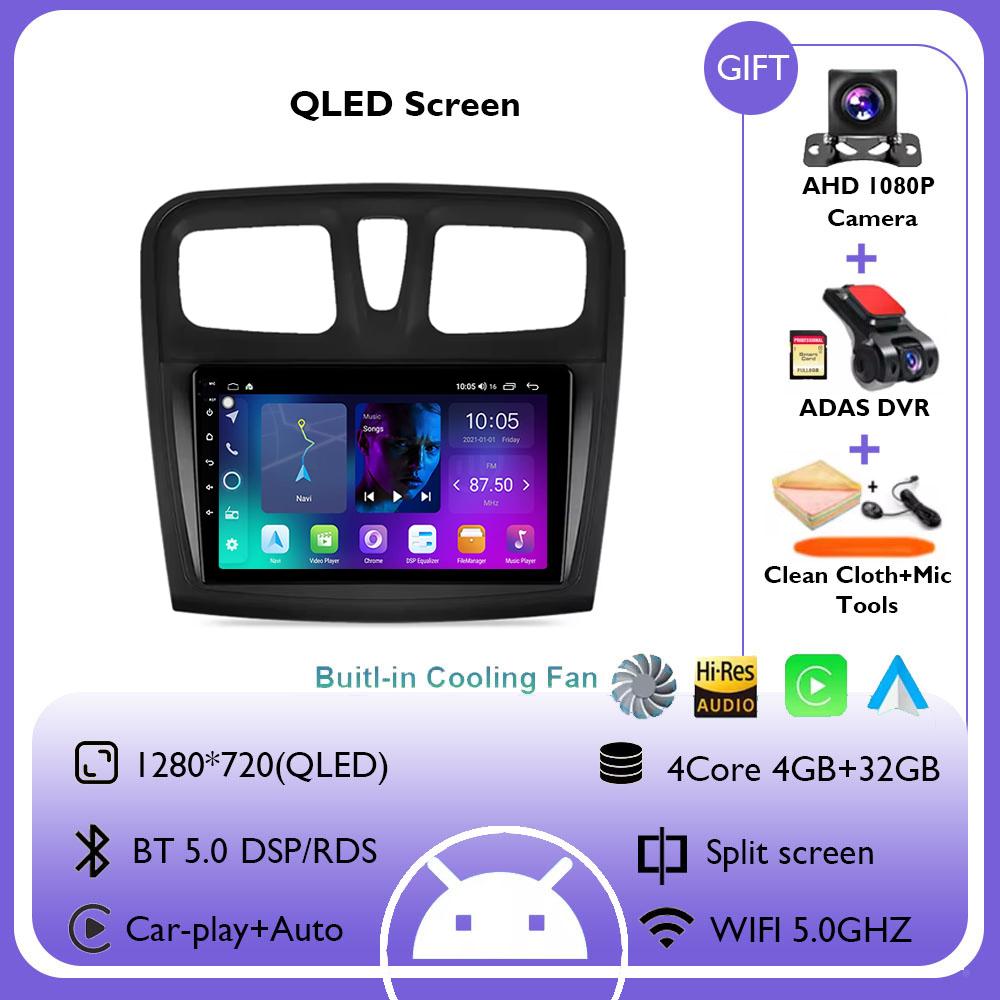 Android 14 Wireless Carplay Auto Car Radio Multimedia Player for Renault Logan 2 Sandero 2 2012 - 2019 GPS Stereo Head Unit