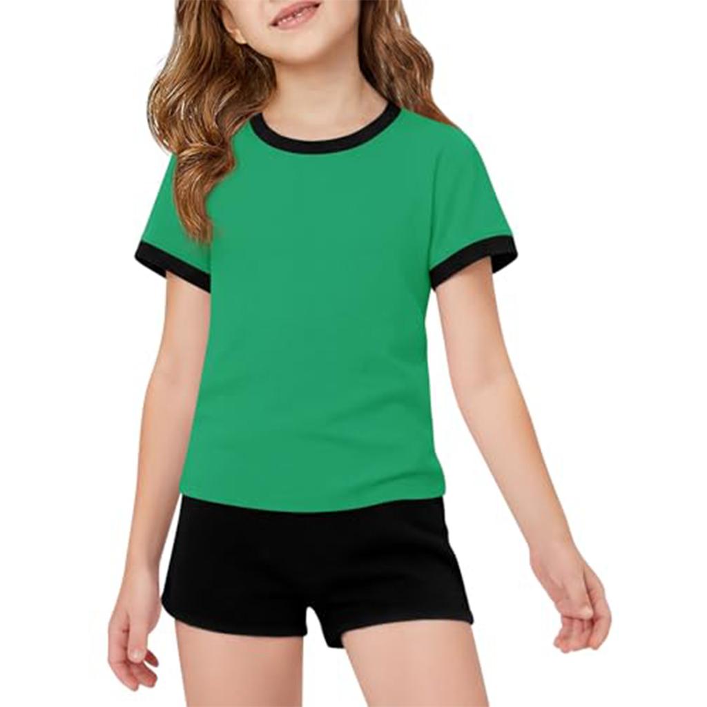 Kid Patriotic Outfit - Short Sleeve & Shorts 2-Piece Set For Girl