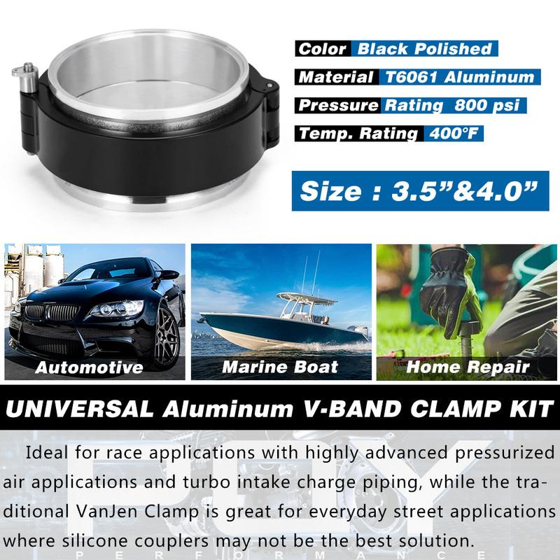 1 Piece 3.5" 4.0" Clamp System Assembly Exhaust V-band Clamp Quick Release For OD Exhaust/Intercooler Pipe/Turbo