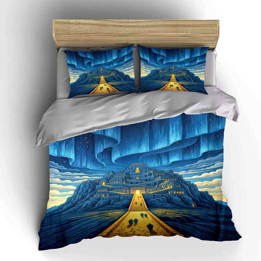 Illuminated pyramid and aurora. Bedding sets Duvet cover sets Duvet covers Pillowcases(1 * Duvet Cover 2 * Pillowcases without duvet insert)