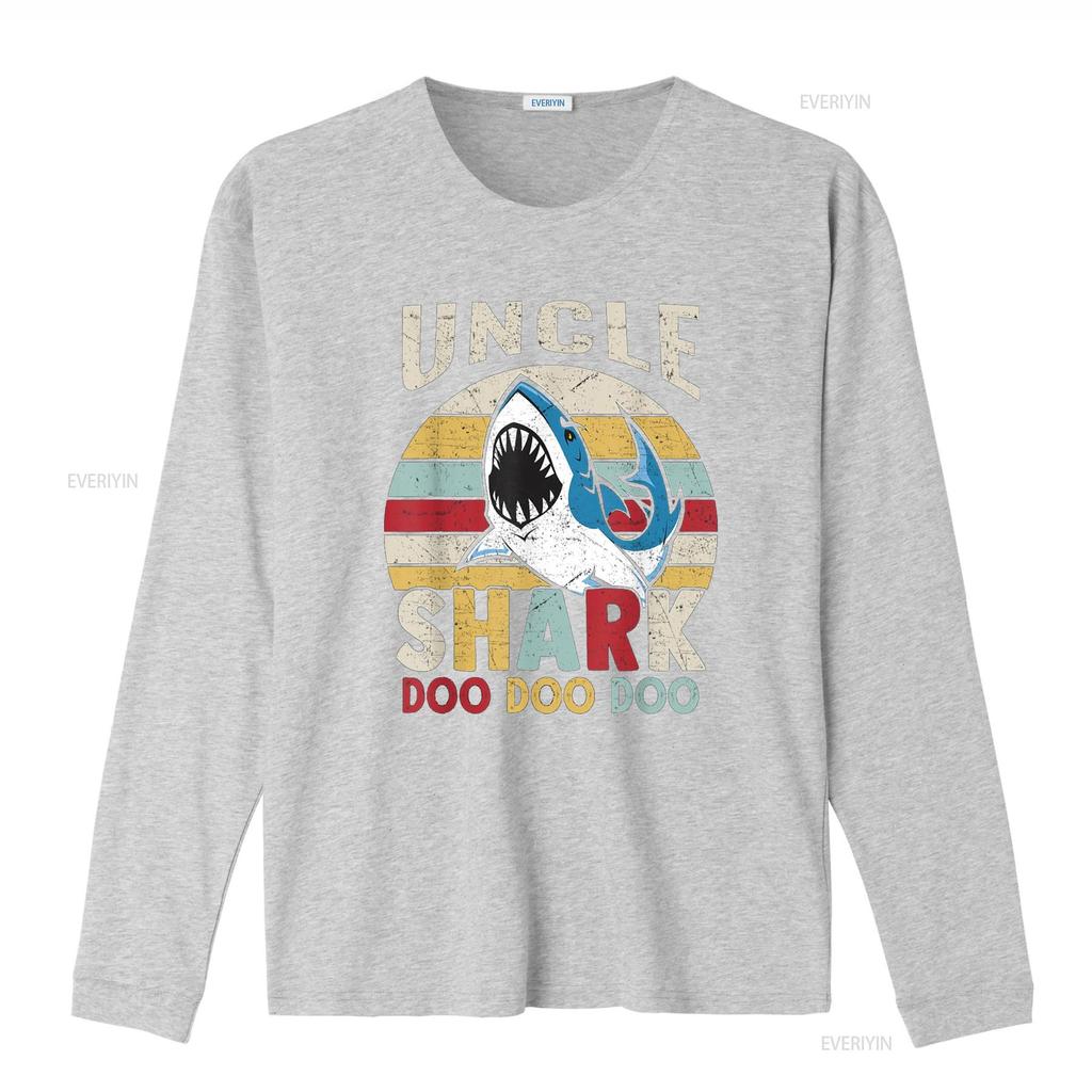 Fathers Day Funny Uncle Shark Relative Men T Shirt vintage Washed graphic designer clothes streetwear homme Stylish Unisex