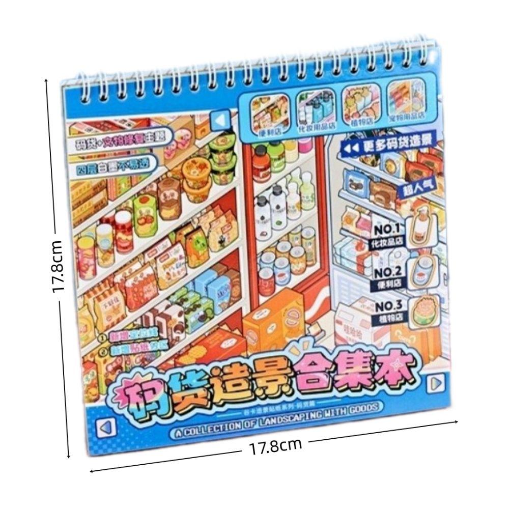 Supermarket Scene 3D Sticker Book PET Stacking Stickers New Pocket Sticker Book  DIY Activity