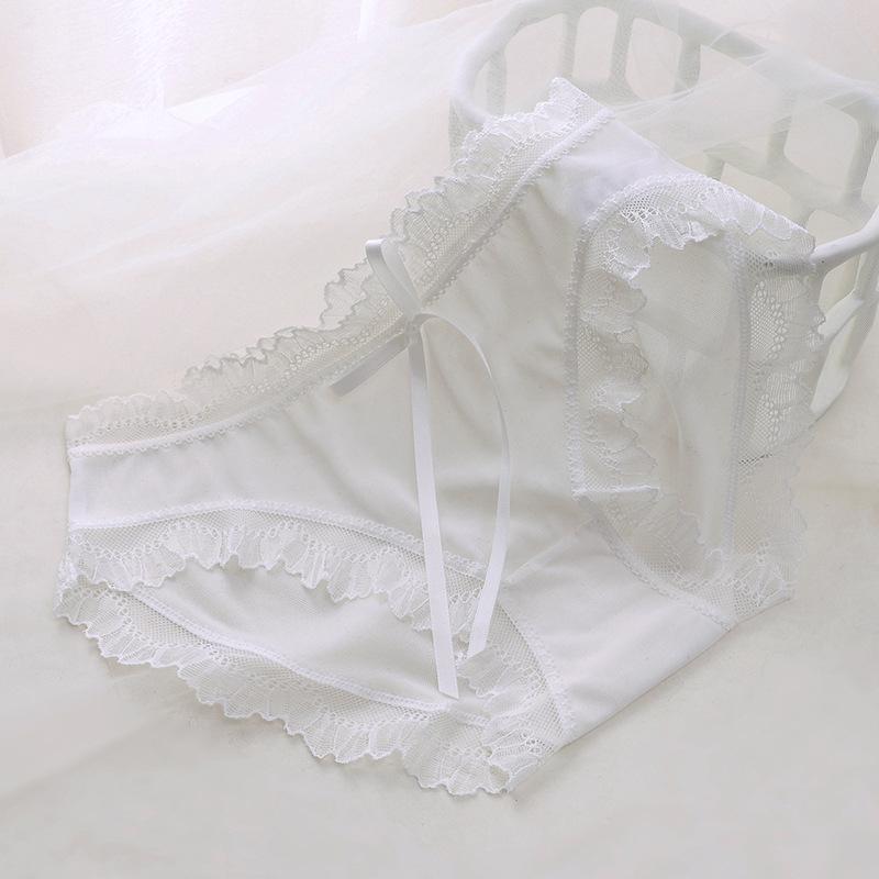 Women's Summer Thin Ice Silk Cotton Crotch Breathable Non Trace Middle Waist Triangle Briefs