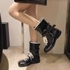 Luxury Vintage Booster Boots Women's Fall Autumn Winter Boxing Frosted Leather Lace-up Ankle Boots Zapatos De Mujer Hot Selling