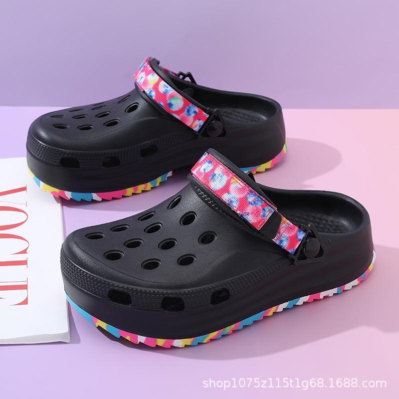 Женские дырочки, летние нескользящие сандалии для улицы, закрытый носок, удобные пляжные тапочки, толстая подошва, мягкая подошва 37