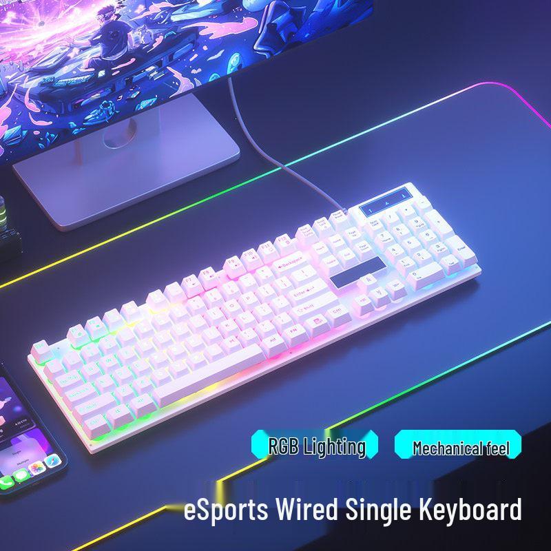 Silent Wired Mechanical-Feel Keyboard and Mouse Set for Gaming, Office, and Desktop Use