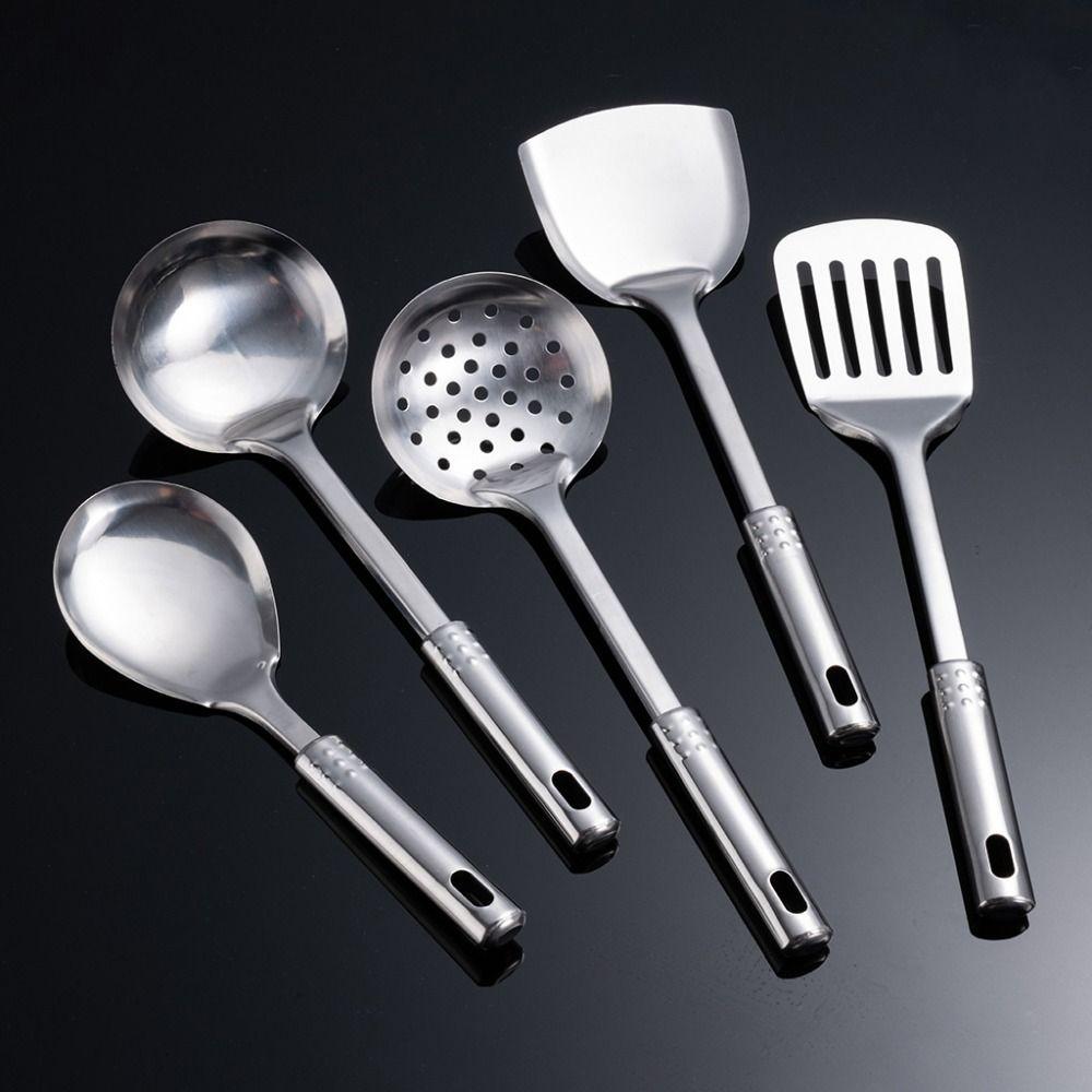 Silver Kitchenware Set Stainless Steel Pancake Shovel Durable Soup Ladle  Restaurant