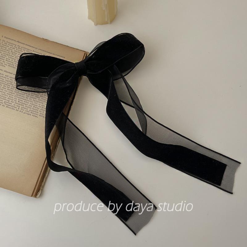 

Velvet Bow Streamer Hair Clips French Vintage Style Women Mesh Elegant Fairy Barrettes Luxury Pins Daily Fashion Accessories