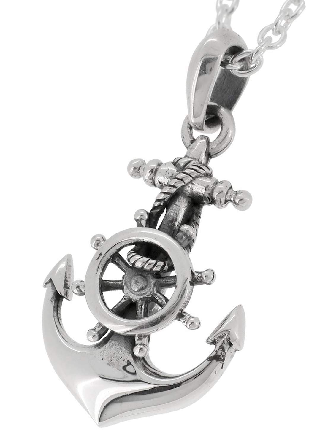 

Gin no Anchor Silver Necklace Silver 925 Silver Hawaiian Jewelry Wheel Anchor Anchor Steering Wheel Rudder [Shinjuku Kura] (with Chain) Men s