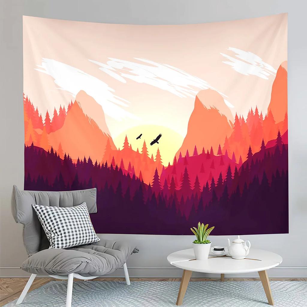 Abstract Sunset Landscape Tapestry Nature Scenery Tapestry Minimalism Style Tapestry Home Living Room Bedroom Wall Tapestries