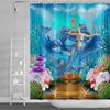 Marine Animal Tropical Fish Seahorse Shower Curtain Blue Ocean Children'S Bathtub Shower Curtain Polyester Fabric With Hook