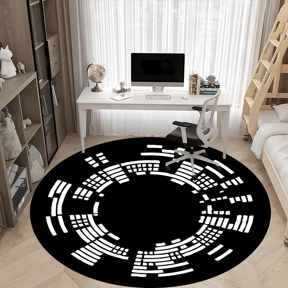 1pc Circle Pattern Office Round Area Rug, Indoor Mat Suitable For Office, Under Office Chairs Bedroom Living Room Home Decor, Room Deco