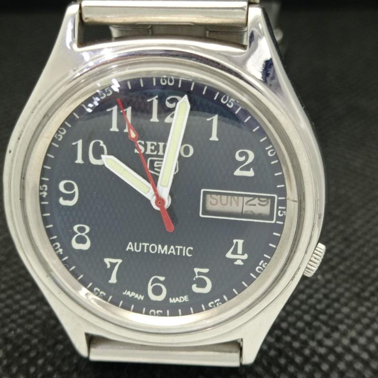 USED VINTAGE SEIKO 5 AUTOMATIC 7006A JAPAN MENS D/D BLUE WATCH 621b-a413554-2 SKU621b-a413554