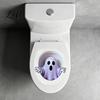 Removable Toilet Decals Halloween Ghost Lid Decal Self-Adhesive 3D Horrible Cover Unique Prankster Gifts Seat Stickers Waterproof Wall Stickers for