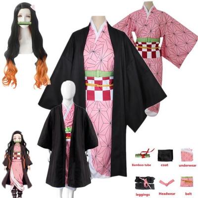Demon Slayer Kimetsu No Yaiba Nezuko Kamado Cosplay Costume Kimono Halloween Uniform Anime Clothes